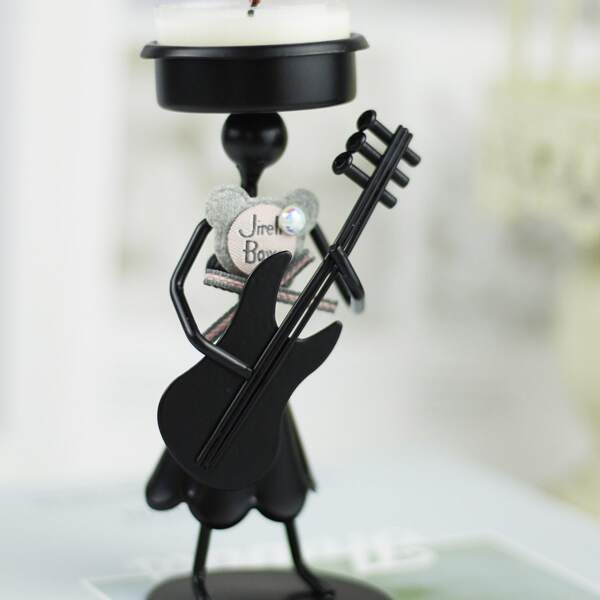 

1pc Iron Candle Holder, Black