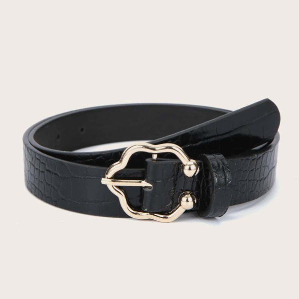 

Croc Embossed Belt, Black