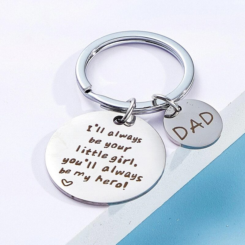 

Slogan Graphic Charm Keychain, Silver