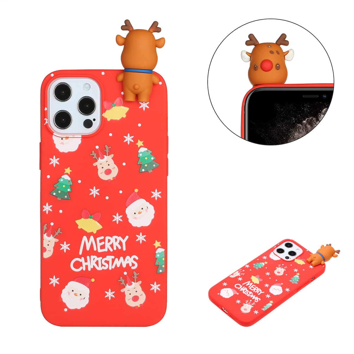

1pc Christmas Deer iPhone Case, Red