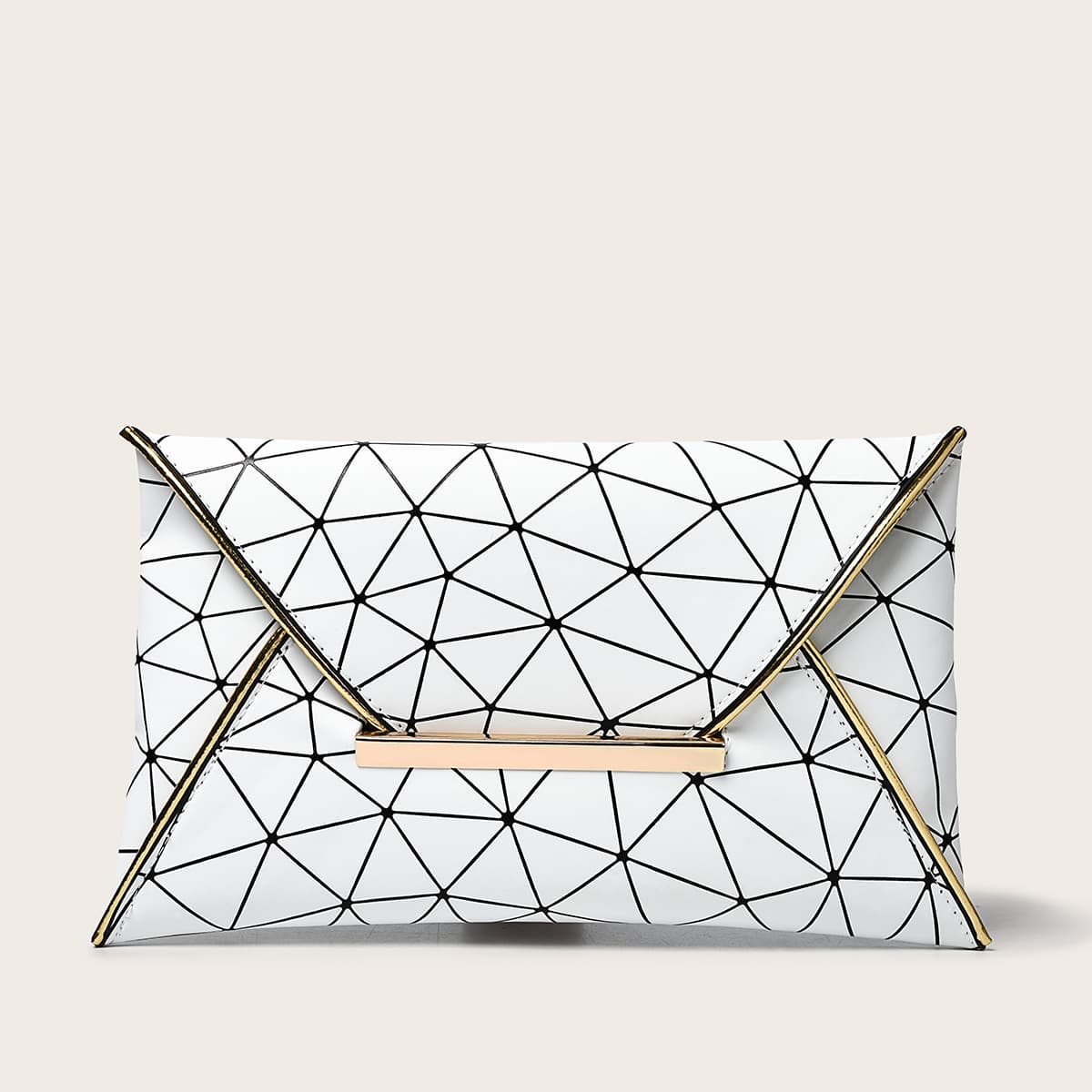 

Geo Envelope Clutch Bag, White