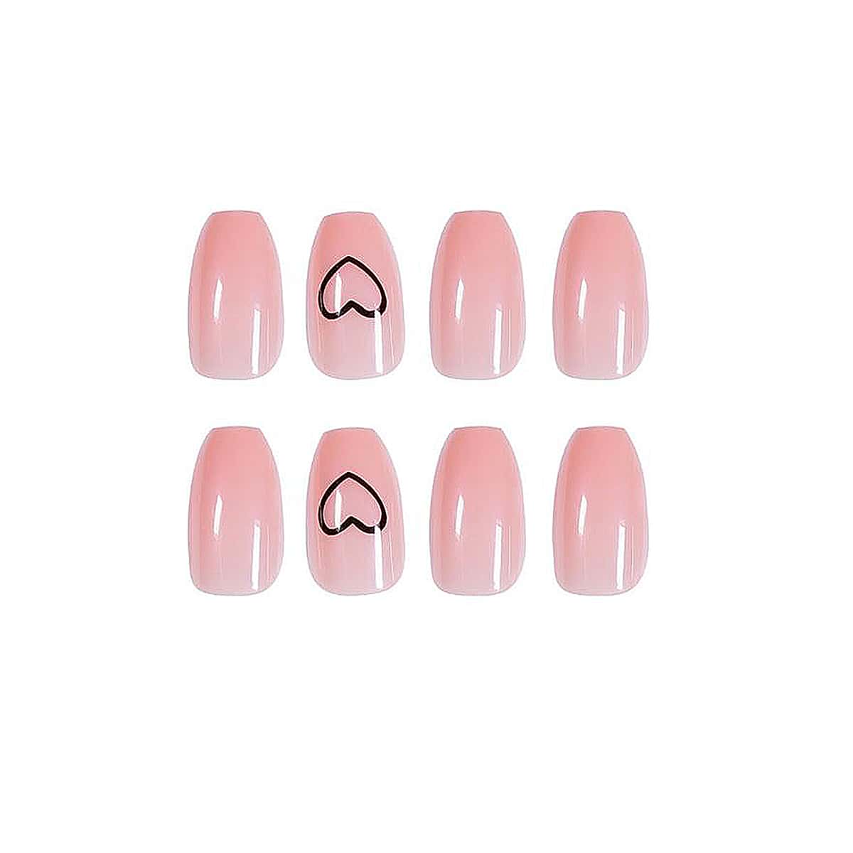 

24pcs Heart Pattern Fake Nail, Pink