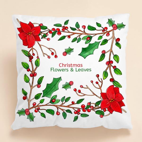 

Flower Print Cushion Cover Without Filler, White