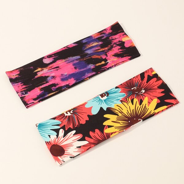 

2pcs Toddler Girls Flower Pattern Headband, Multicolor