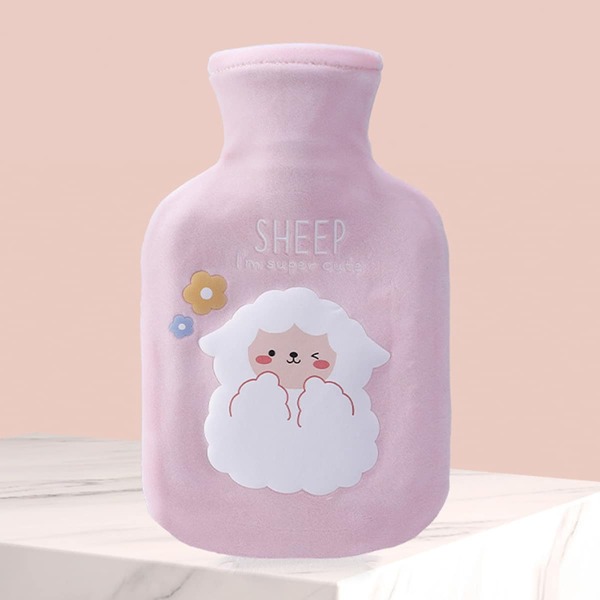 

Cartoon Graphic Plush Cover Hot Water Bag, Pink