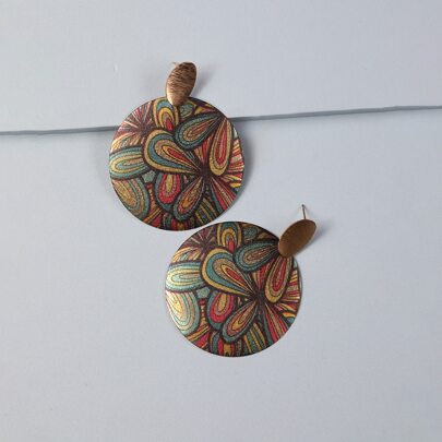 Graphic Round Drop Earrings