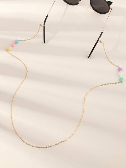 1 chiếc dây đeo kính hình trái tim đính hạt dành cho bé gái, thích hợp để trang trí hàng ngày.