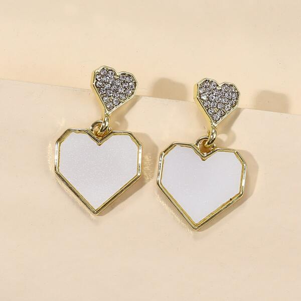 

Heart Drop Earrings, White