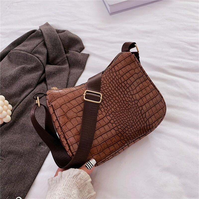 

Croc Embossed Crossbody Bag, Brown