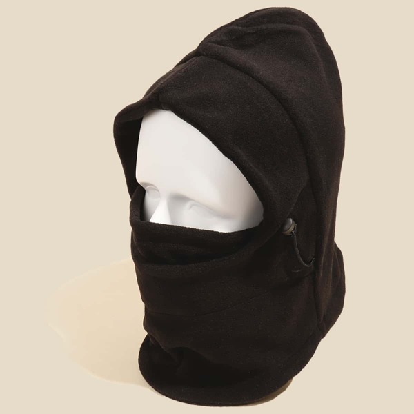 

Men 2 In 1 Solid Warm Hat & Scarf, Black