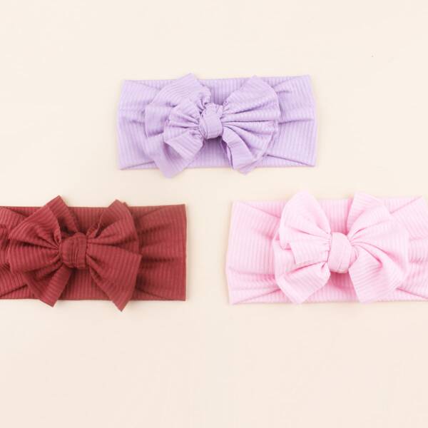 

3pcs Baby Bow Decor Headband, Multicolor