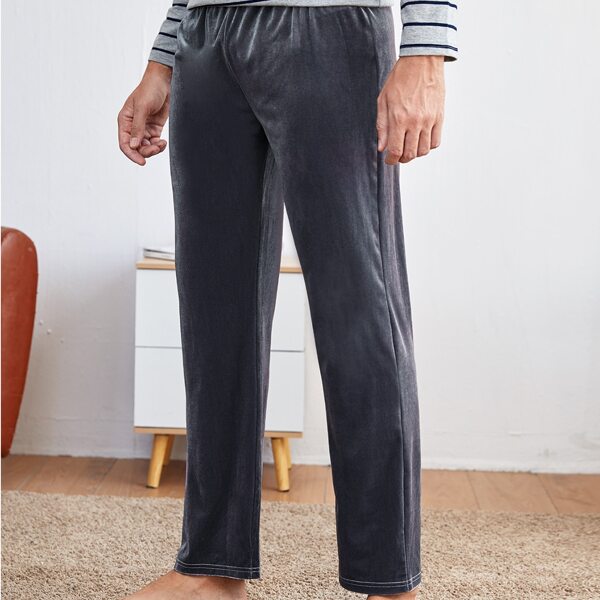 

Men Velvet Solid Sleep Pants, Dark grey