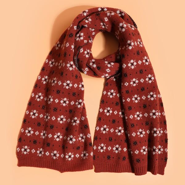 

Flower Pattern Scarf, Burgundy