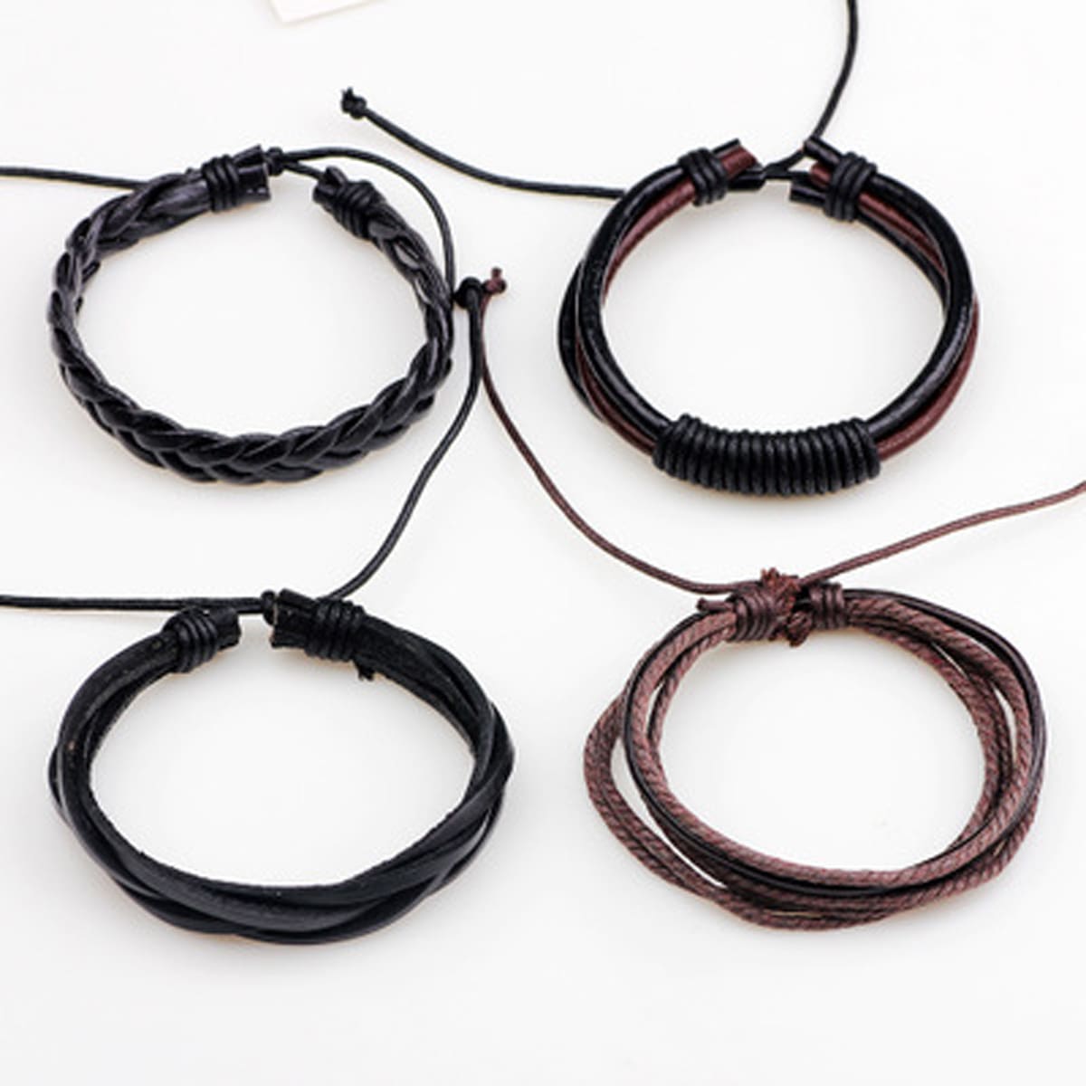 

4pcs Simple Braided Bracelet, Multicolor