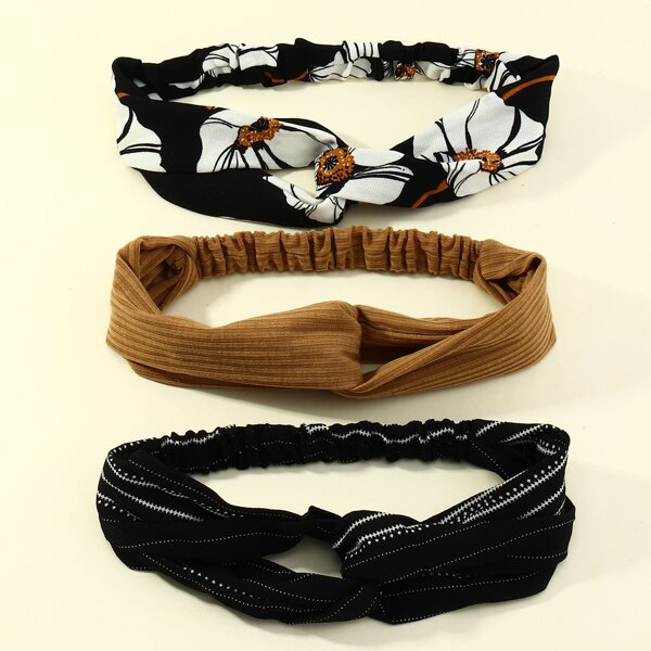

3pcs Flower Pattern Headband, Multicolor