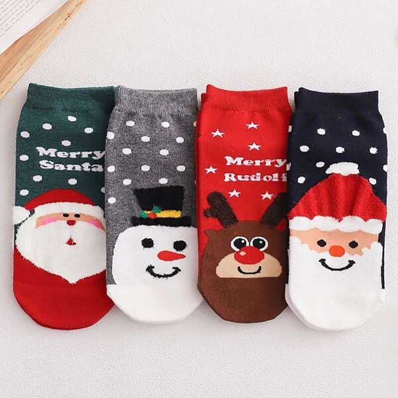 

1pair Random Christmas Ankle Socks, Multicolor