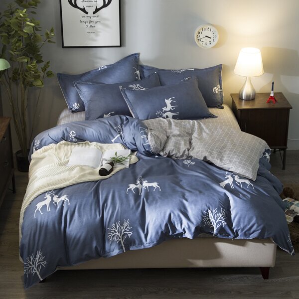 

Elk Print Bedding Set Without Filler, Blue