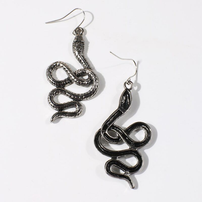 

Snake Drop Earrings, Antique silver