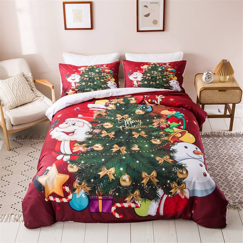 

Christmas Cartoon Graphic Bedding Set Without Filler, Multicolor