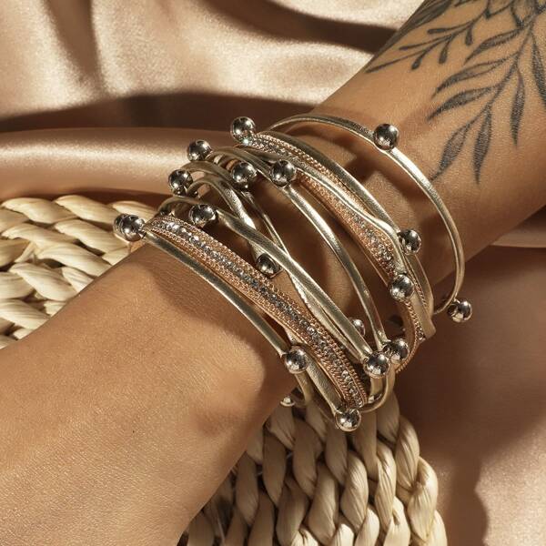 

Rhinestone Decor Bracelet, Gold