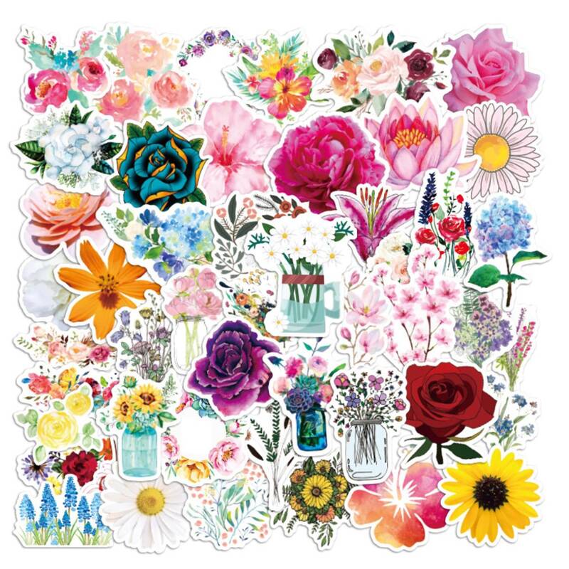 

50pcs Floral Pattern Sticker, Multicolor