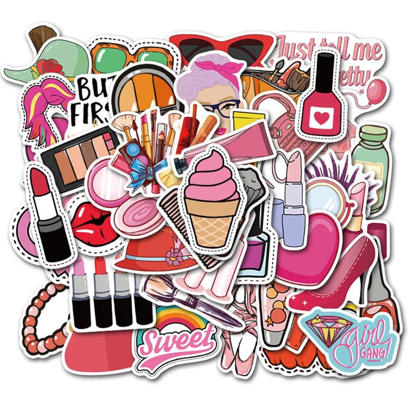 

50pcs Cosmetic Pattern Sticker, Multicolor