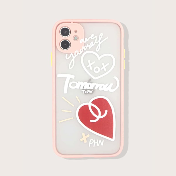 

Contrast Frame Heart Print iPhone Case, Multicolor