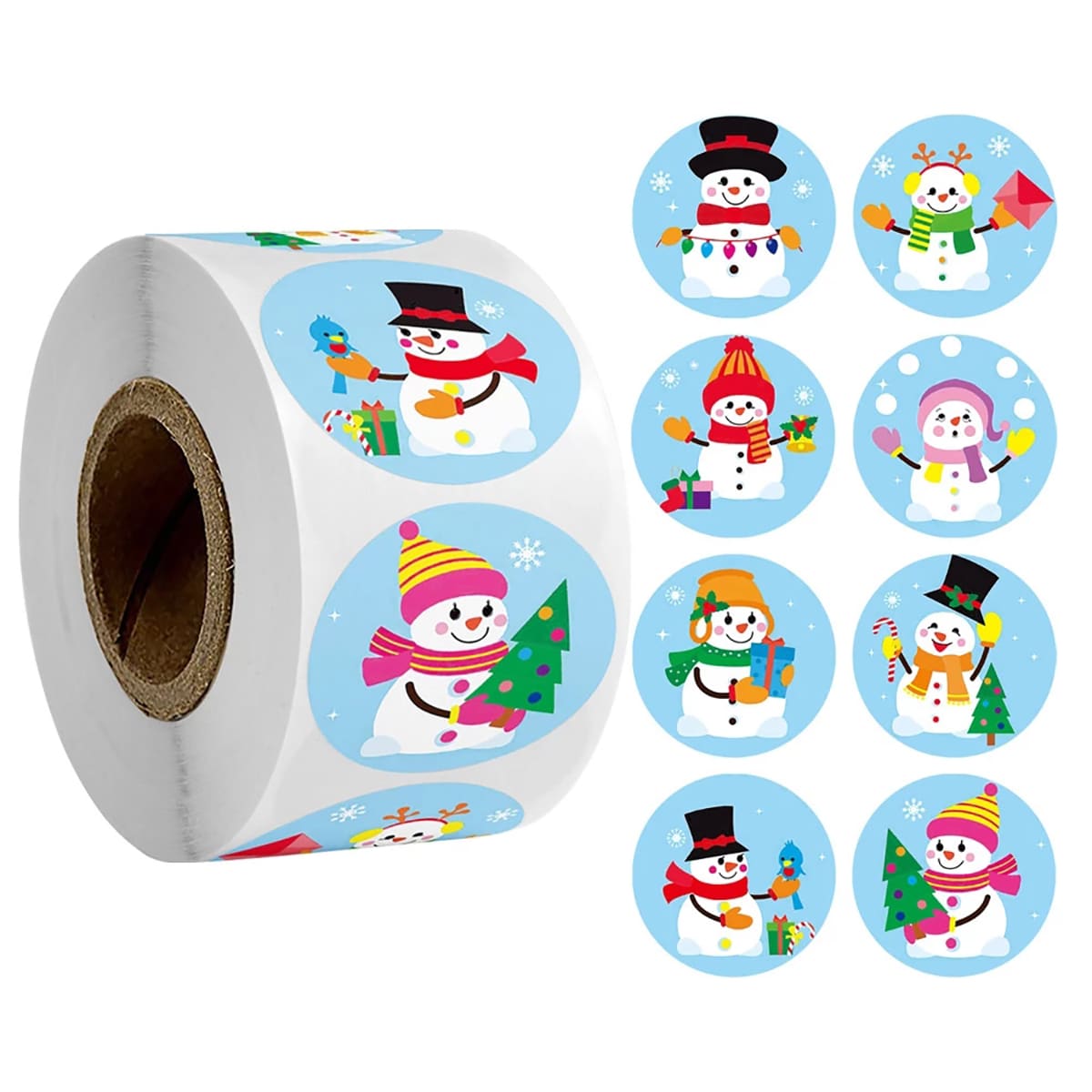 

500pcs Christmas Snowman Label Sticker, Blue