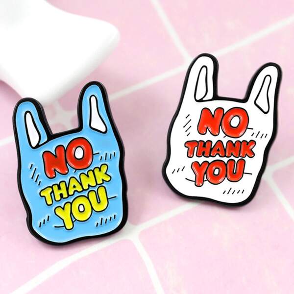 

2pcs Plastic Bag Design Brooch, Multicolor