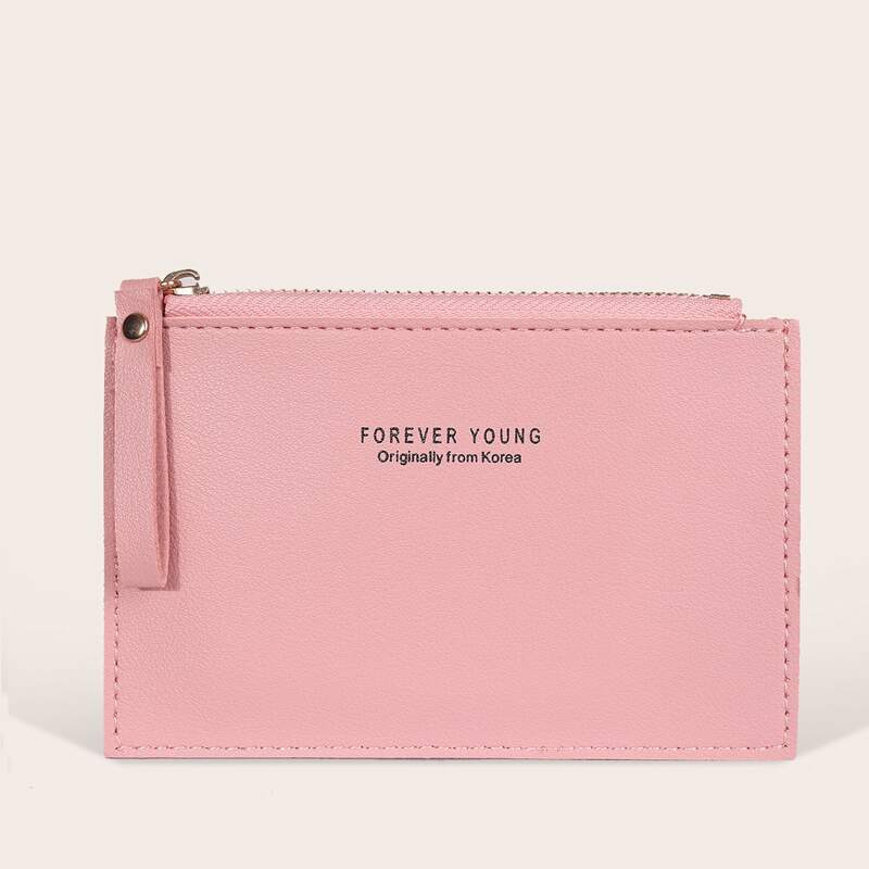 

Letter Zip Purse, Baby pink