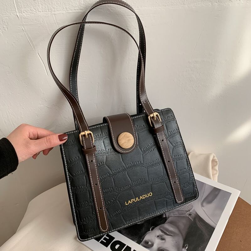 

Croc Embossed Tote Bag, Black