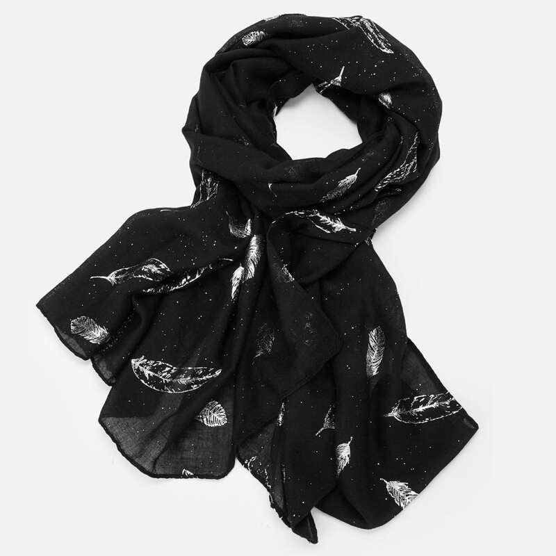 

Leaf Print Scarf, Black