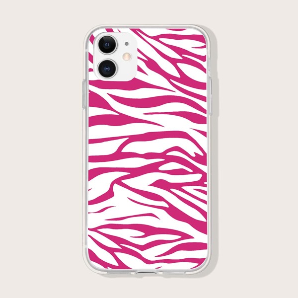 

Zebra Stripe Print iPhone Case, Pink