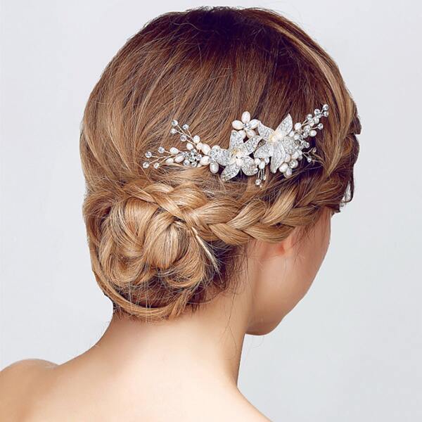 

Faux Pearl & Rhinestone Decor Hair Accessory, Silver