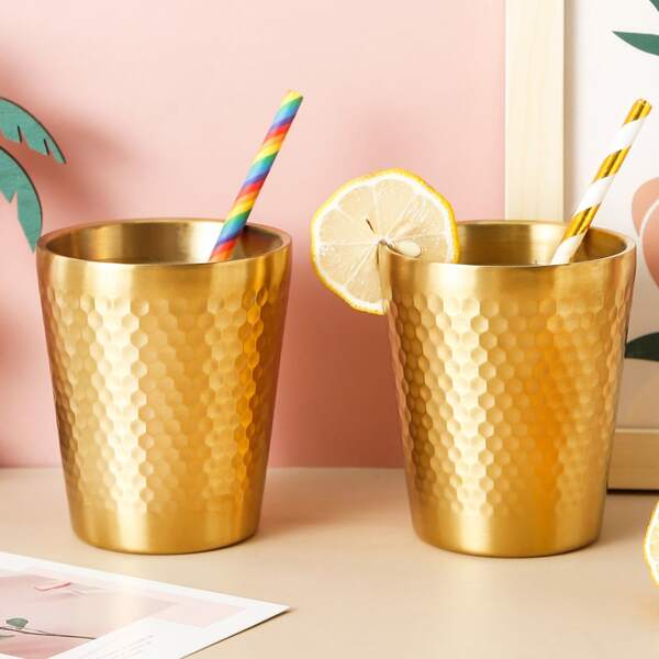 

1шт чашка из нержавеющей стали без соломы, Золотистый