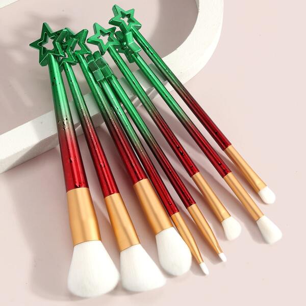 

8pcs Star Decor Ombre Makeup Brush Set, Multicolor