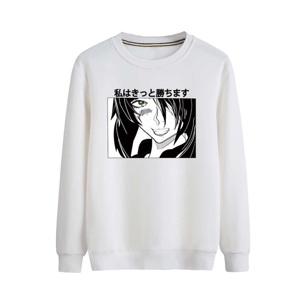 

Men Japanese Letter & Cartoon Figure Graphic Sweatshirt, White