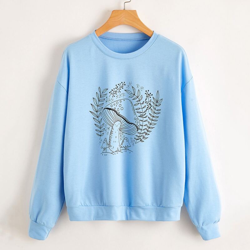 

Mushroom Graphic Sweatshirt, Baby blue