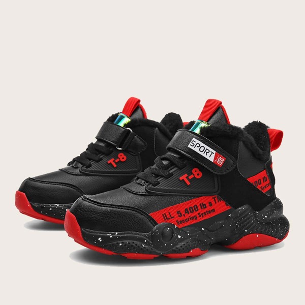 

Boys Two Tone Plush Inside Chunky Sneakers, Black