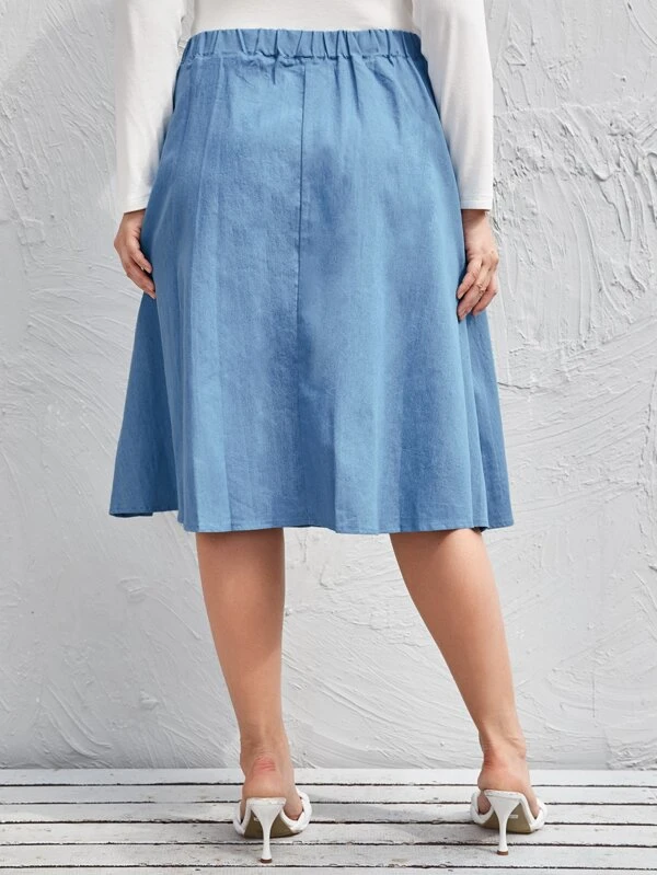 plus size elastic waist denim skirts