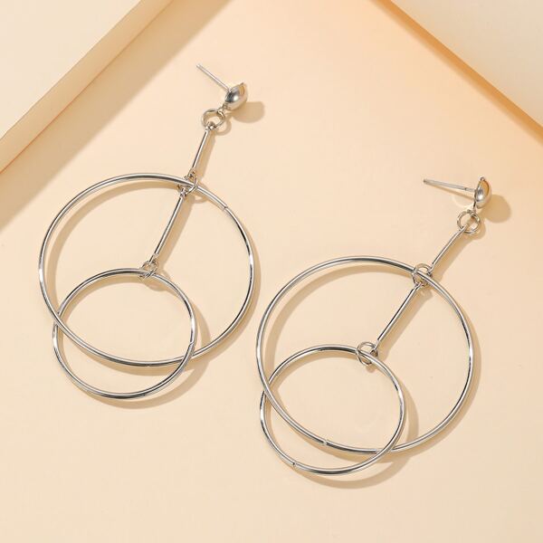 

Circle Drop Earrings, Silver