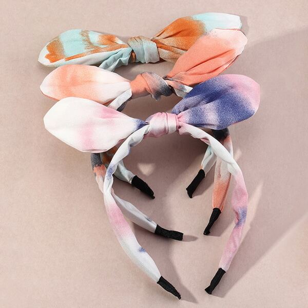 

3pcs Girls Bow Knot Decor Hair Hoop, Multicolor