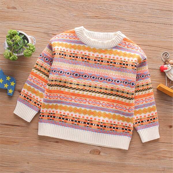 

Toddler Girls Argyle & Striped Pattern Sweater, Multicolor