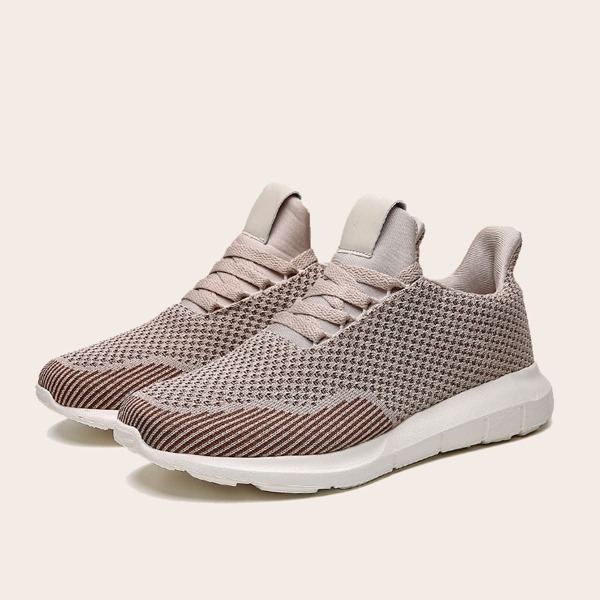 

Men Lace Up Decor Knit Sneakers, Khaki