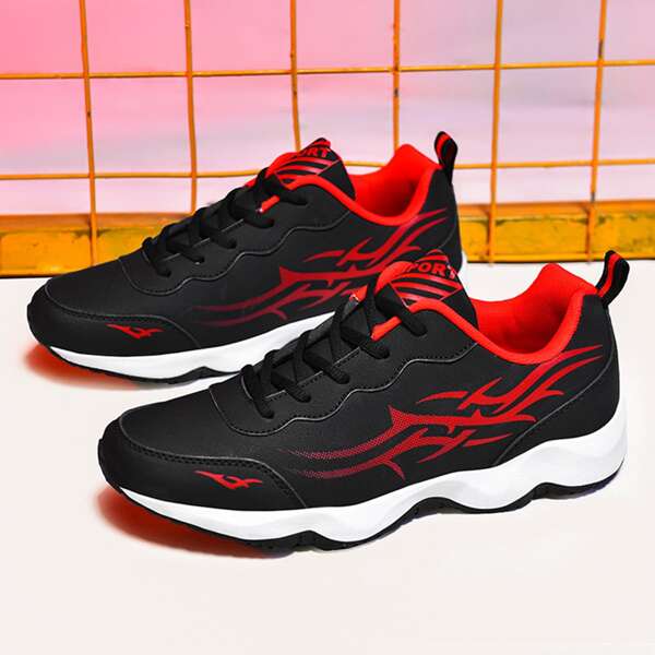 

Men Letter Graphic Lace-up Front Sneakers, Black
