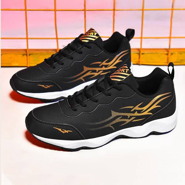 

Men Letter Graphic Lace-up Front Sneakers, Black