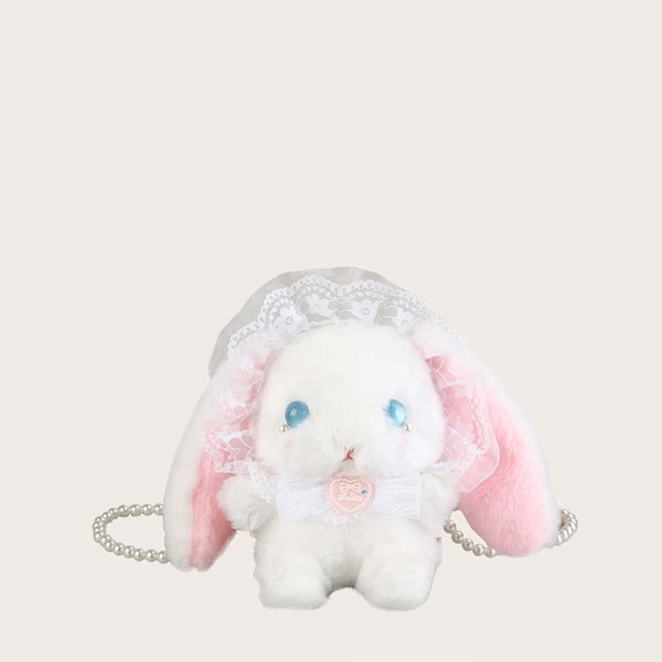 

Girls Cartoon Shaped Fluffy Crossbody Bag, White