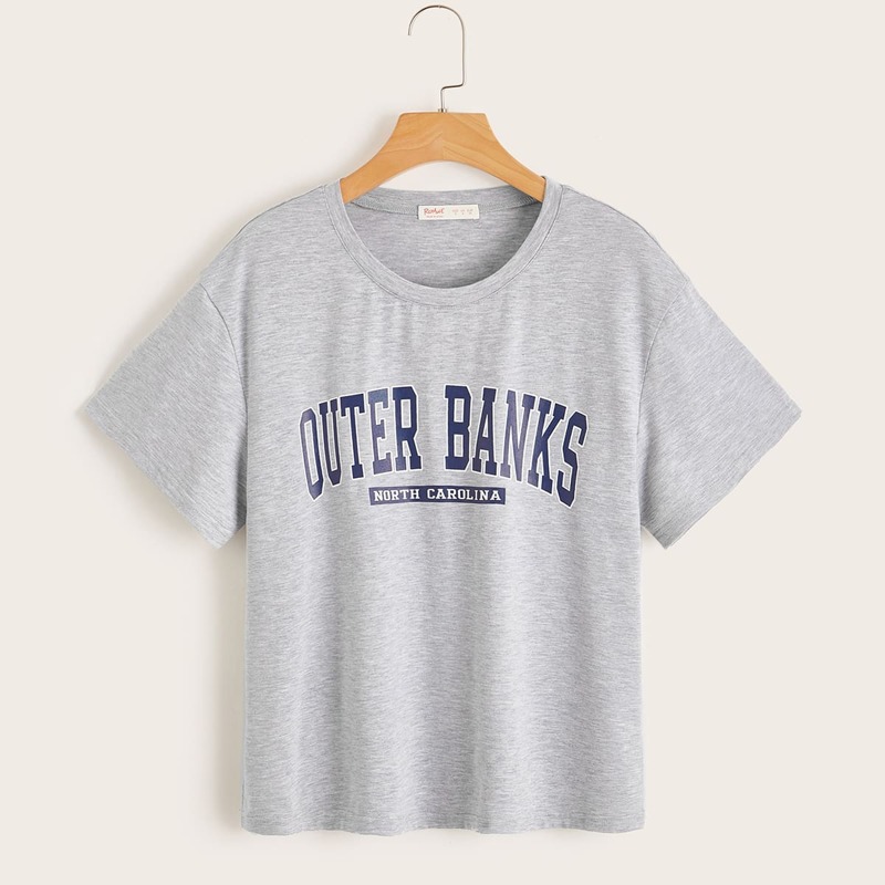 

Letter Drop Shoulder Tee, Light grey