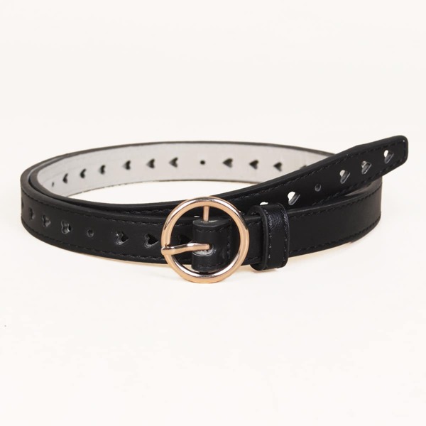 

Kids Round Buckle Belt, Black