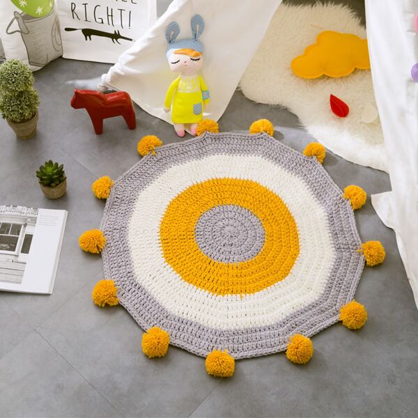 

Kids Round Pom Pom Carpet, Multicolor